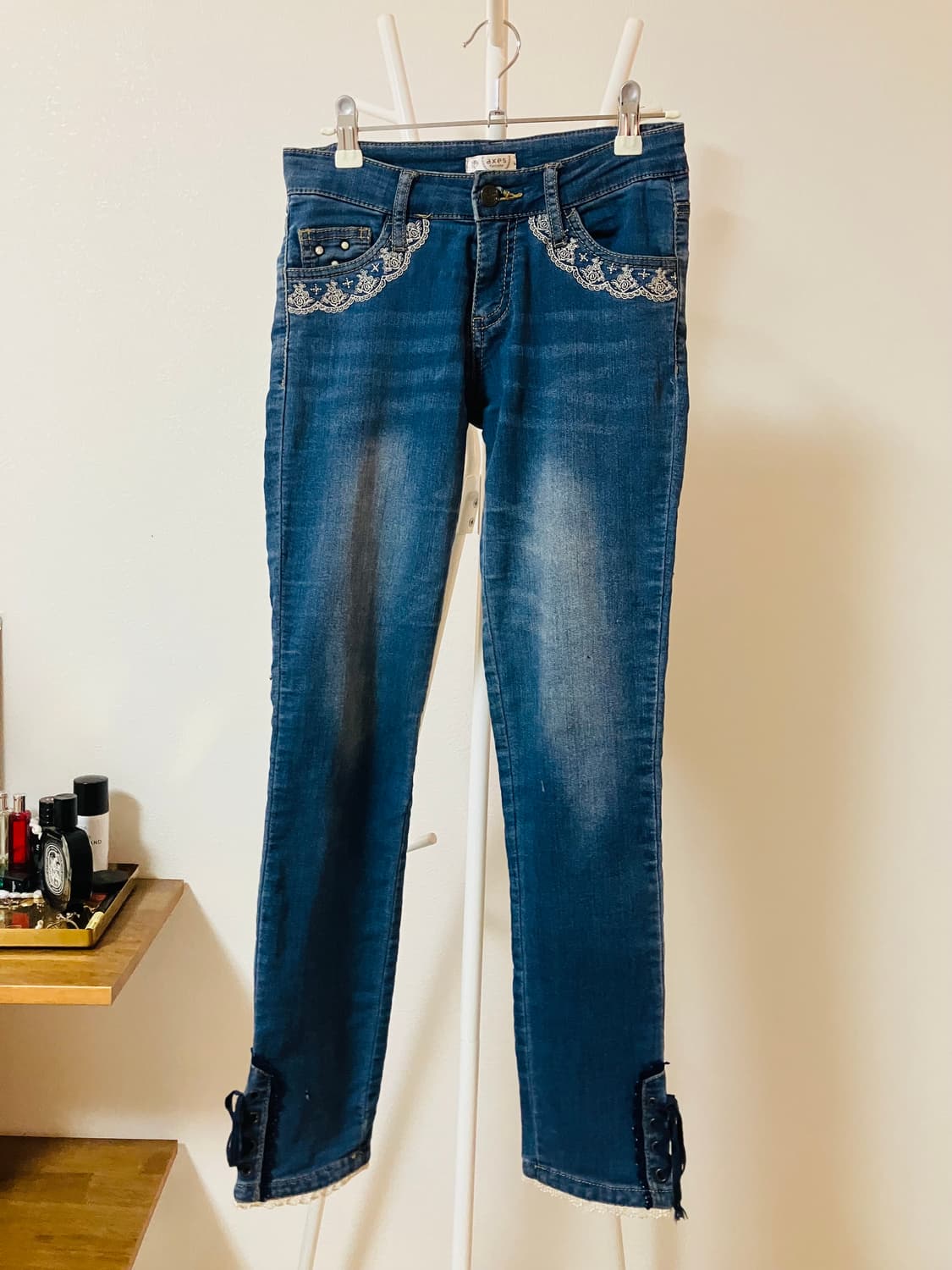 엑시즈팜 레이스리본 데님 일본빈티지 모리걸 상품이미지1