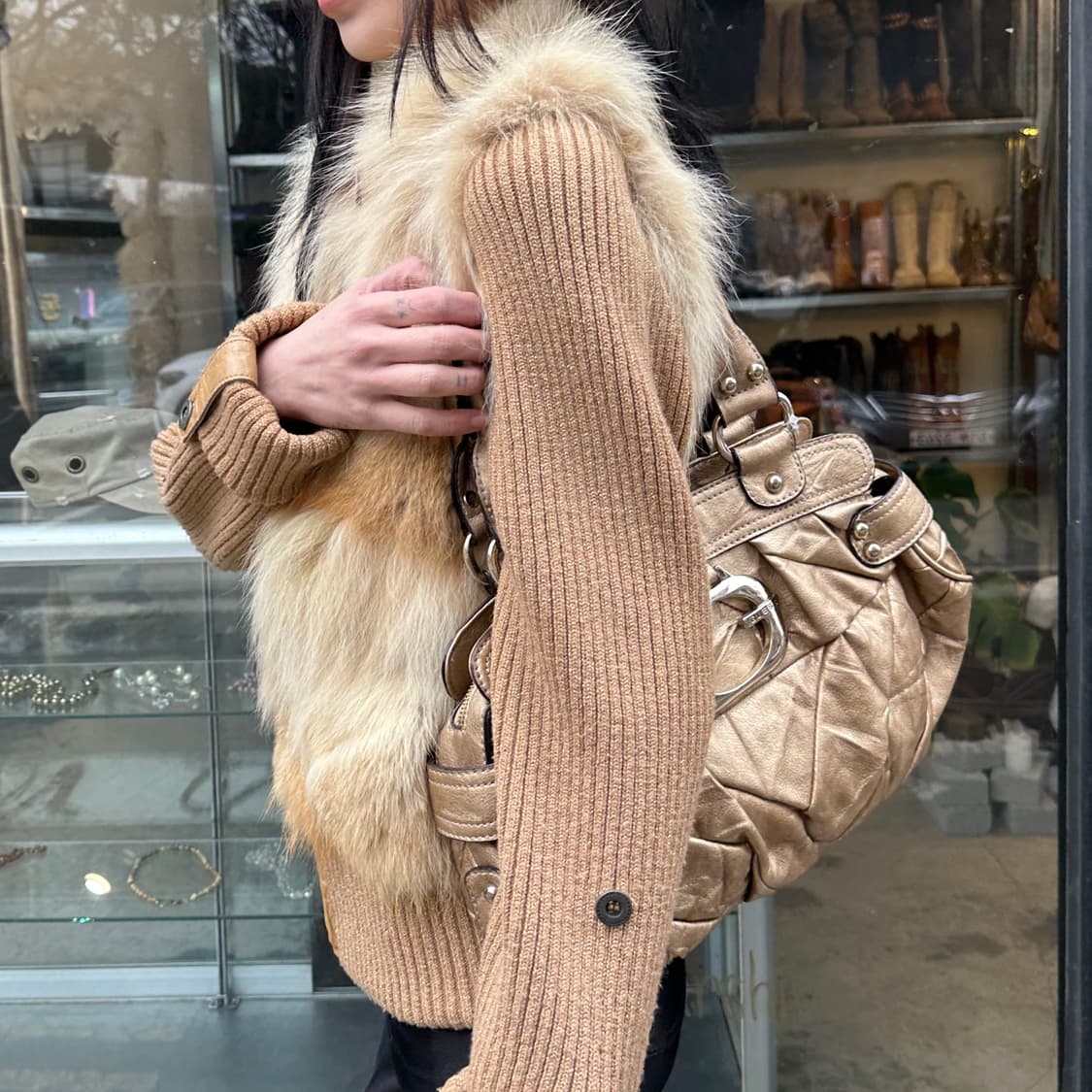 00s 빈티지 게스 골드 메탈 가방 상품이미지10