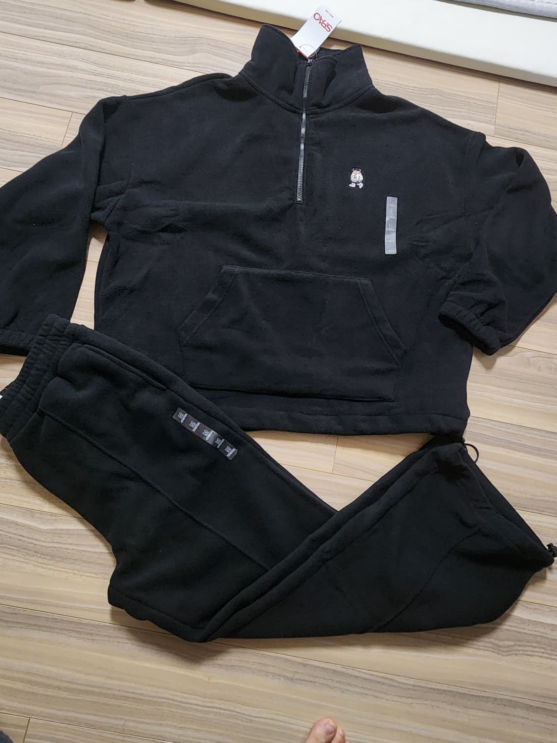 스파오플리스반집업풀오버바지세트셋업블랙 상품이미지1