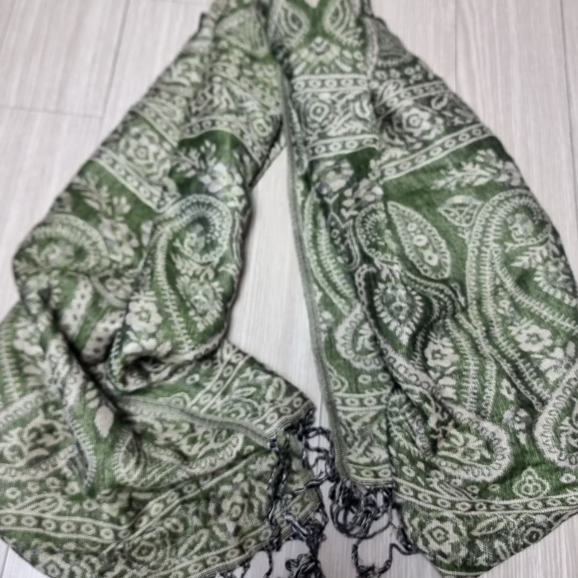 페이즐리 패턴 그린 머플러 상품이미지3