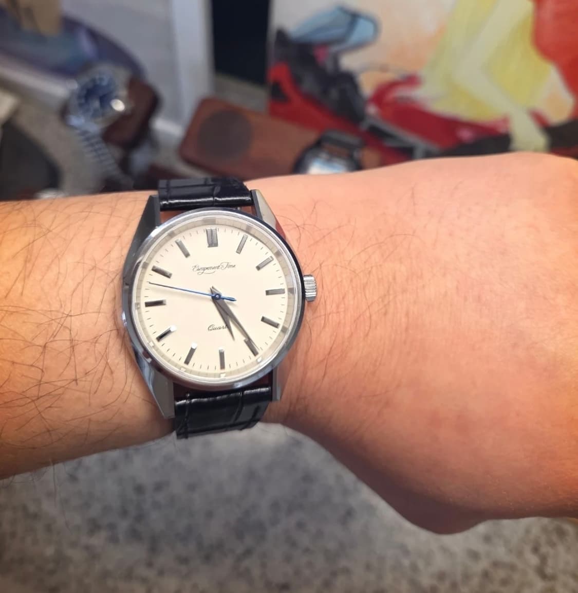 드레스워치 빈티지 크림 쿼츠 시계 상품이미지5