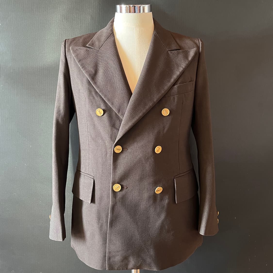  80s 프랑스 입생로랑 금장 로고 더블 자켓 Made in France 상품이미지2