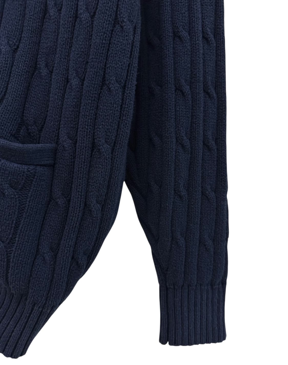 90s 폴로 코튼 니트 꽈배기 가디건 네이비 (2XL) 상품이미지5