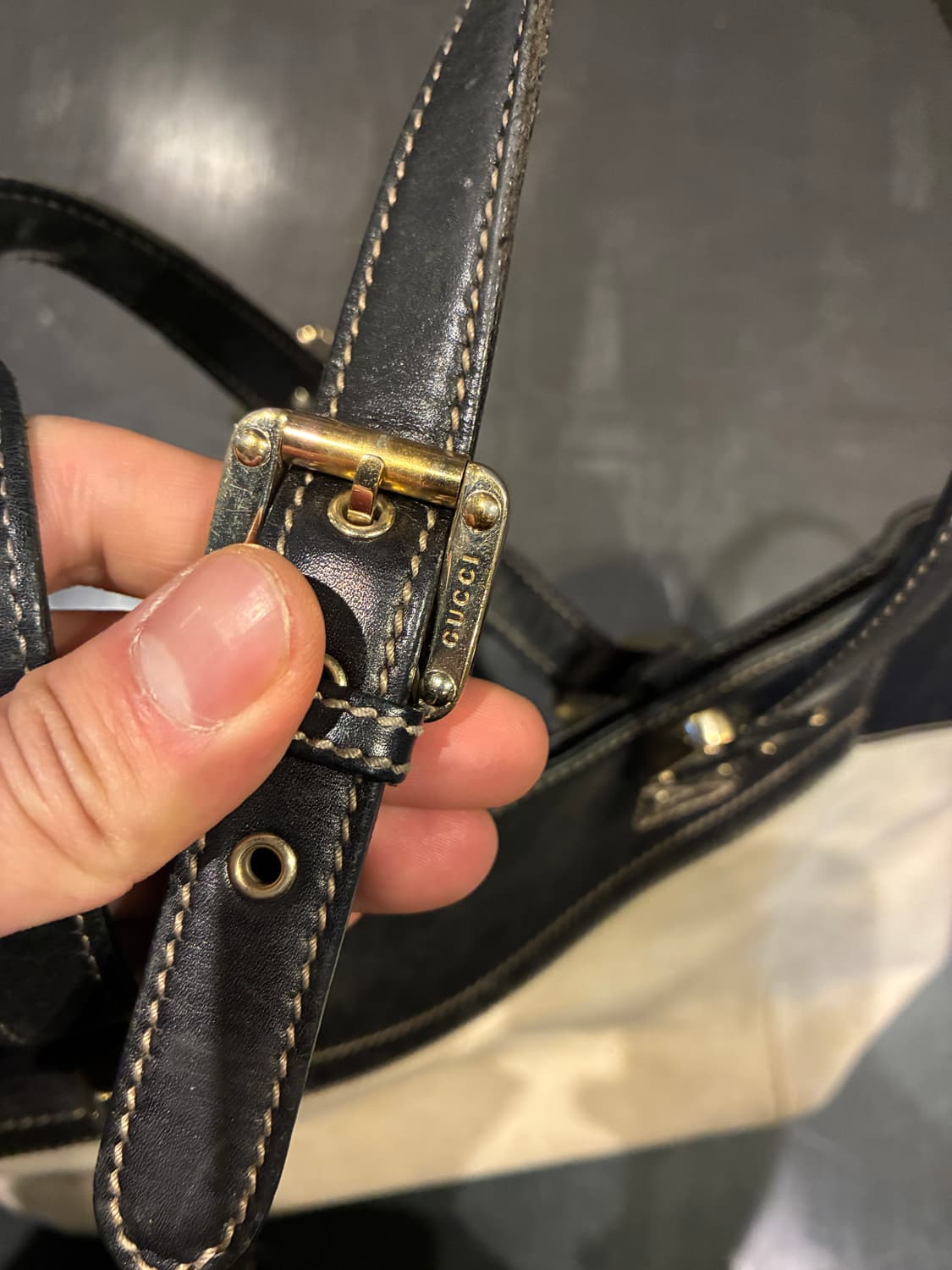 구찌 캔버스 가죽 토트백 숄더백 상품이미지3