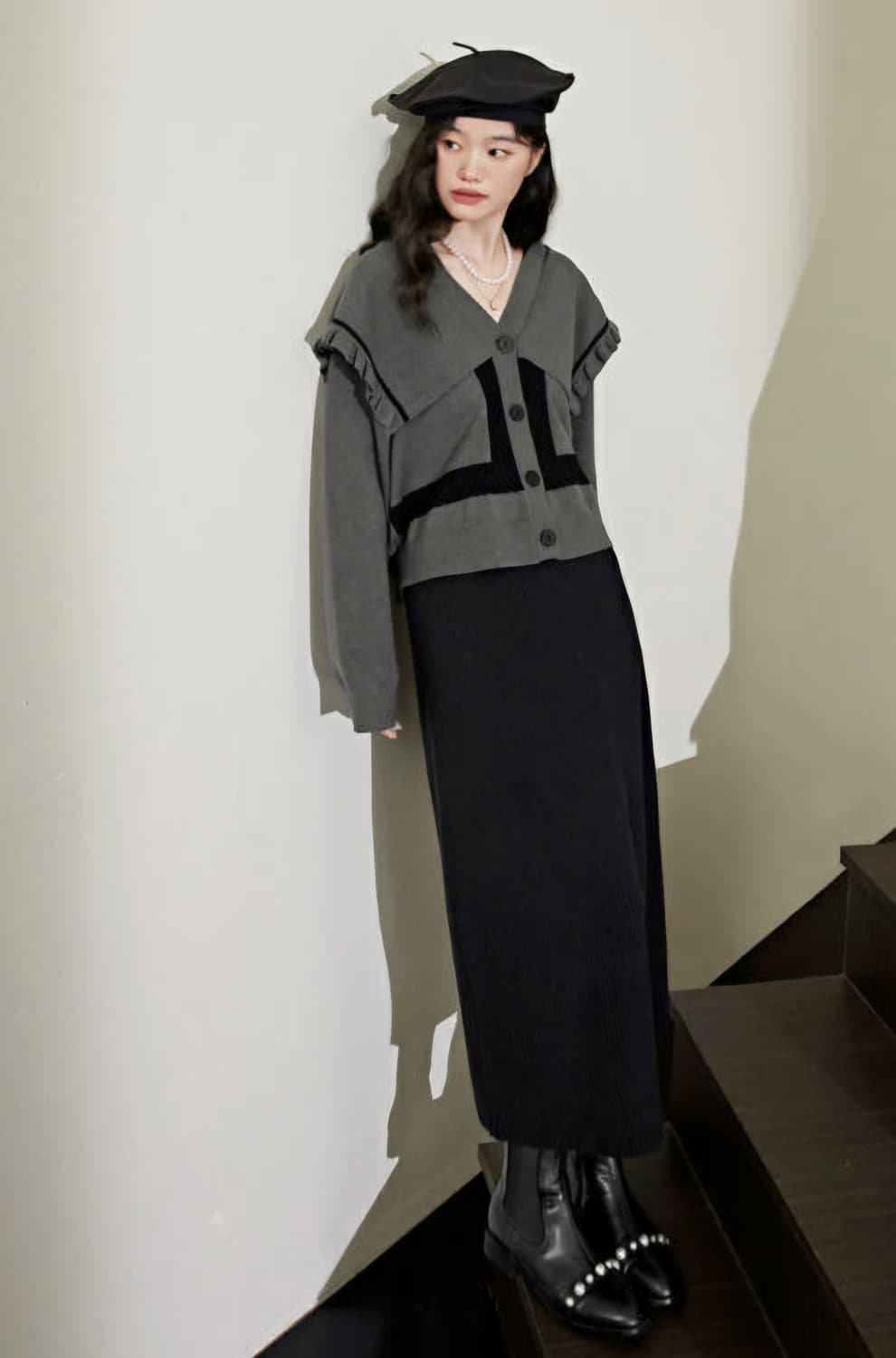 쿠오세 빅카라 니트 가디건 L 상품이미지2