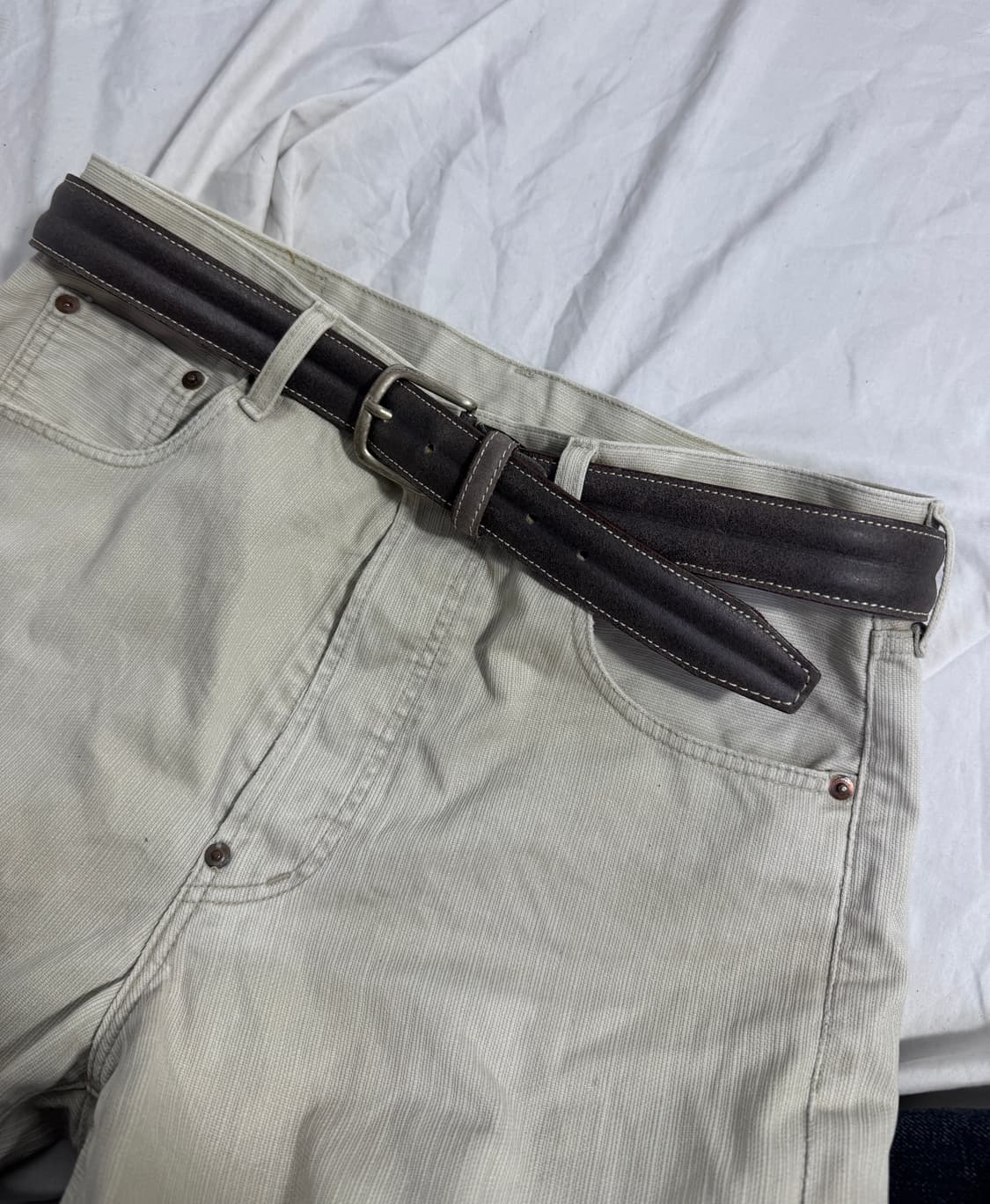 빈티지 italy 스티치 레더 벨트 상품이미지2