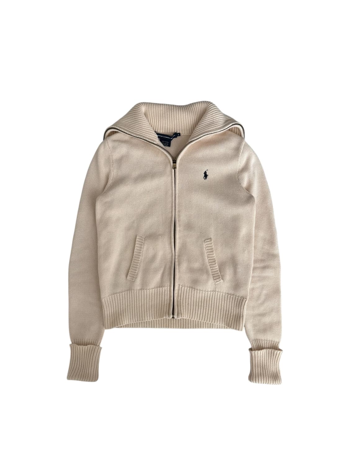 폴로 하이넥 아이보리 니트집업 상품이미지6