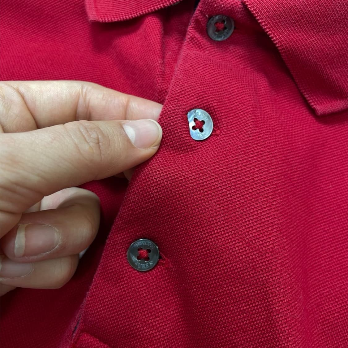 폴로 랄프로렌 레드 커스텀 슬림핏 긴팔 카라티 L 상품이미지5