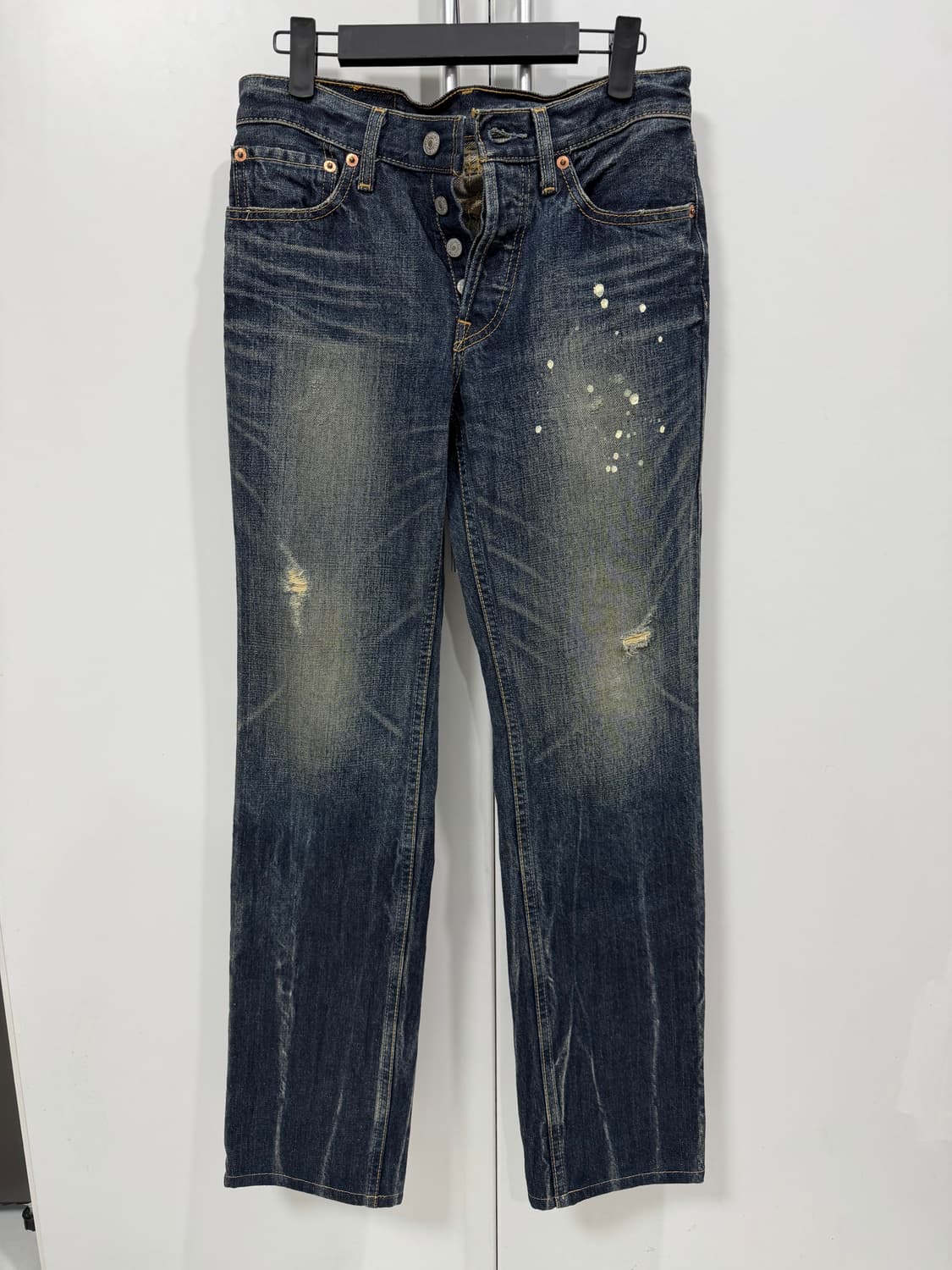 리바이스 501 빈티지 워싱 데님 페인트 디테일 버튼플라이 상품이미지1