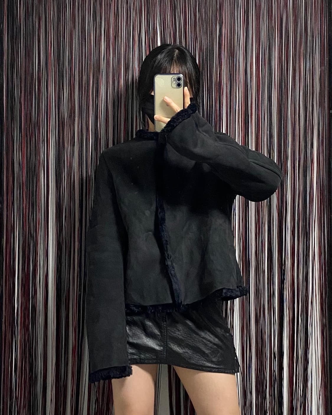 Japan) 블랙 노카라 무스탕  ✔️𝙎𝙞𝙯 상품이미지4