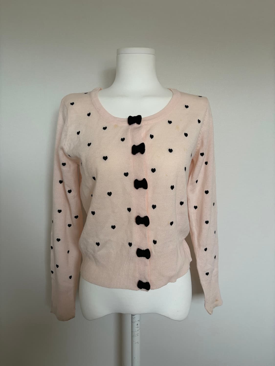 트랄라라 살구핑크 도트 리본 가디건 상품이미지1