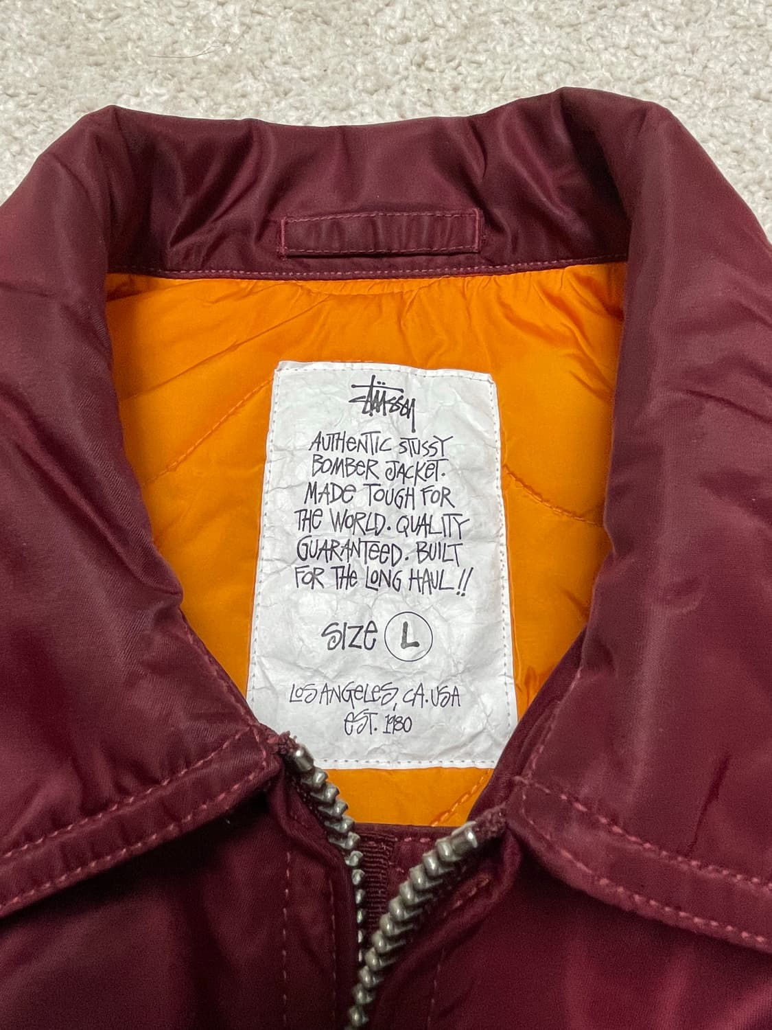 스투시 플라이트 봄버 버건디 L사이즈 상품이미지2
