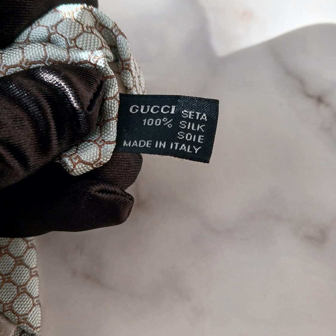 구찌 실크 실버&베이지 G로고 패턴 넥타이 9.4cm B등급 A19055 상품이미지10