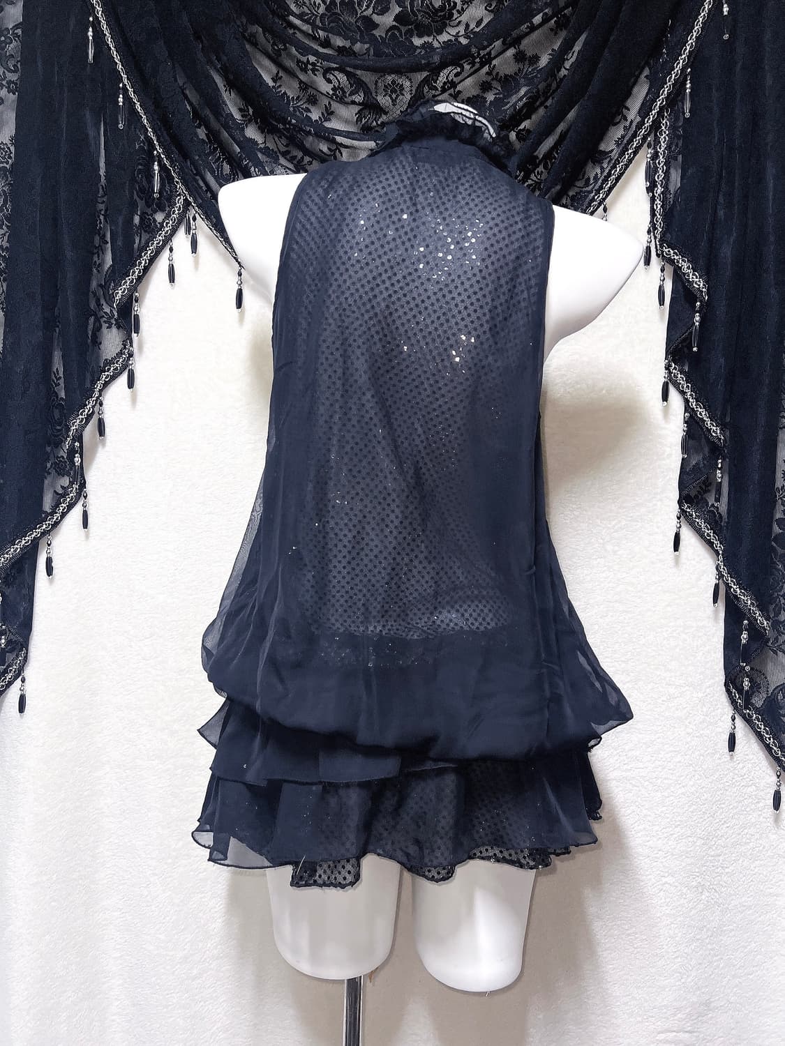 로맨틱고딕 고스로리 펑크 갸루 도트 프릴 쉬폰 캉캉원피스 공겜 핀터 히메 상품이미지7