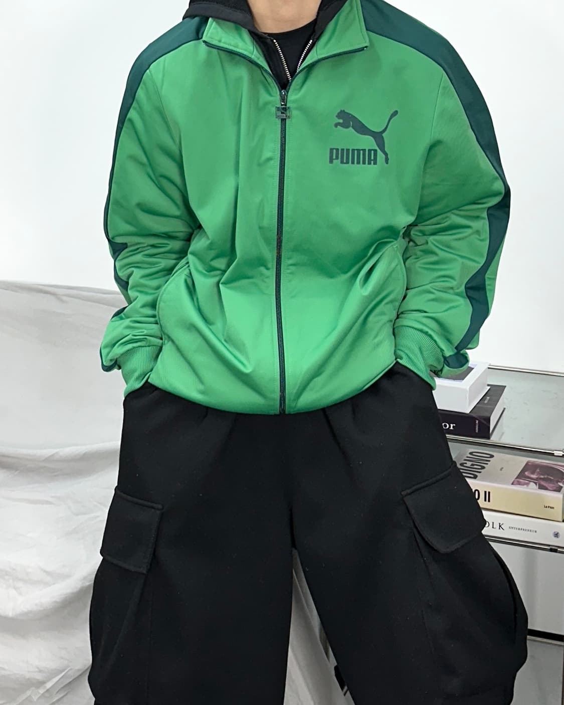 푸마 그린 올드스쿨 사이드라인 트랙탑 져지 L 상품이미지1