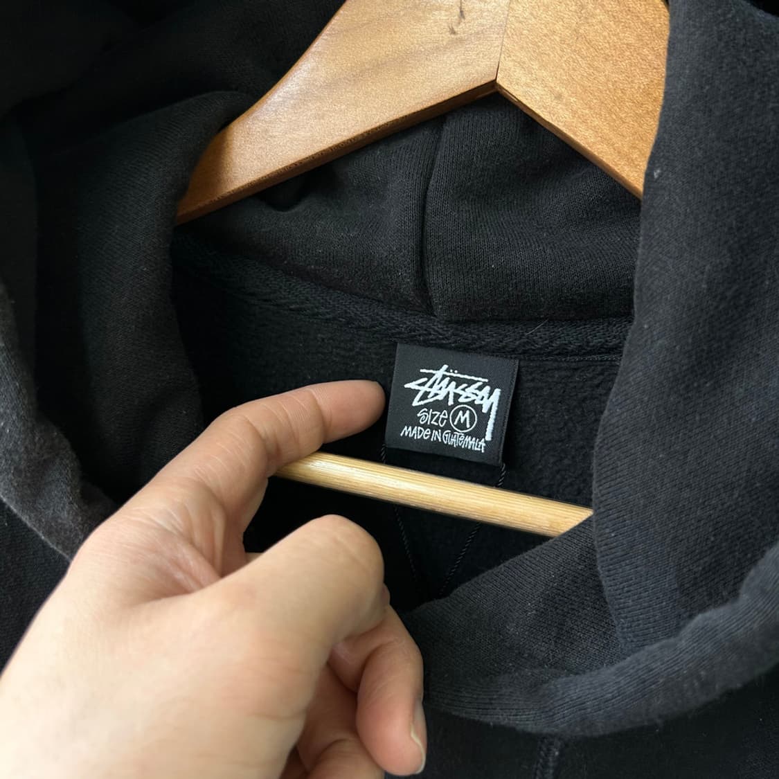 16241 - 스투시 베이직 블랙 후드티 상품이미지3