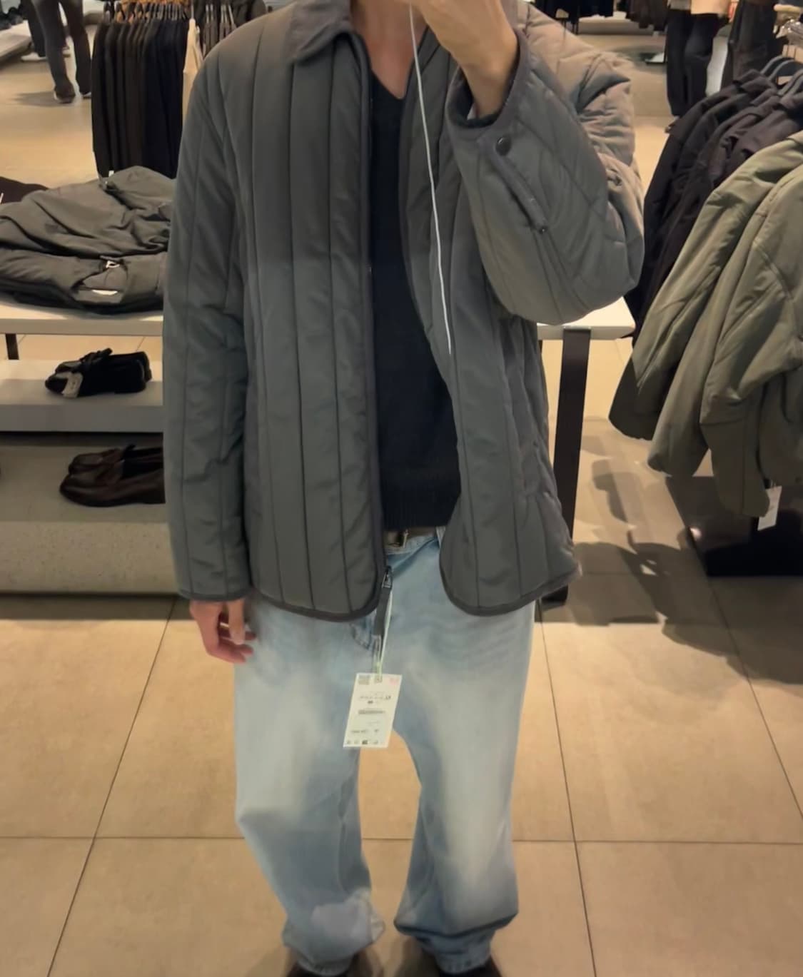 자라 콤비 네크라인 패딩 점퍼 상품이미지1