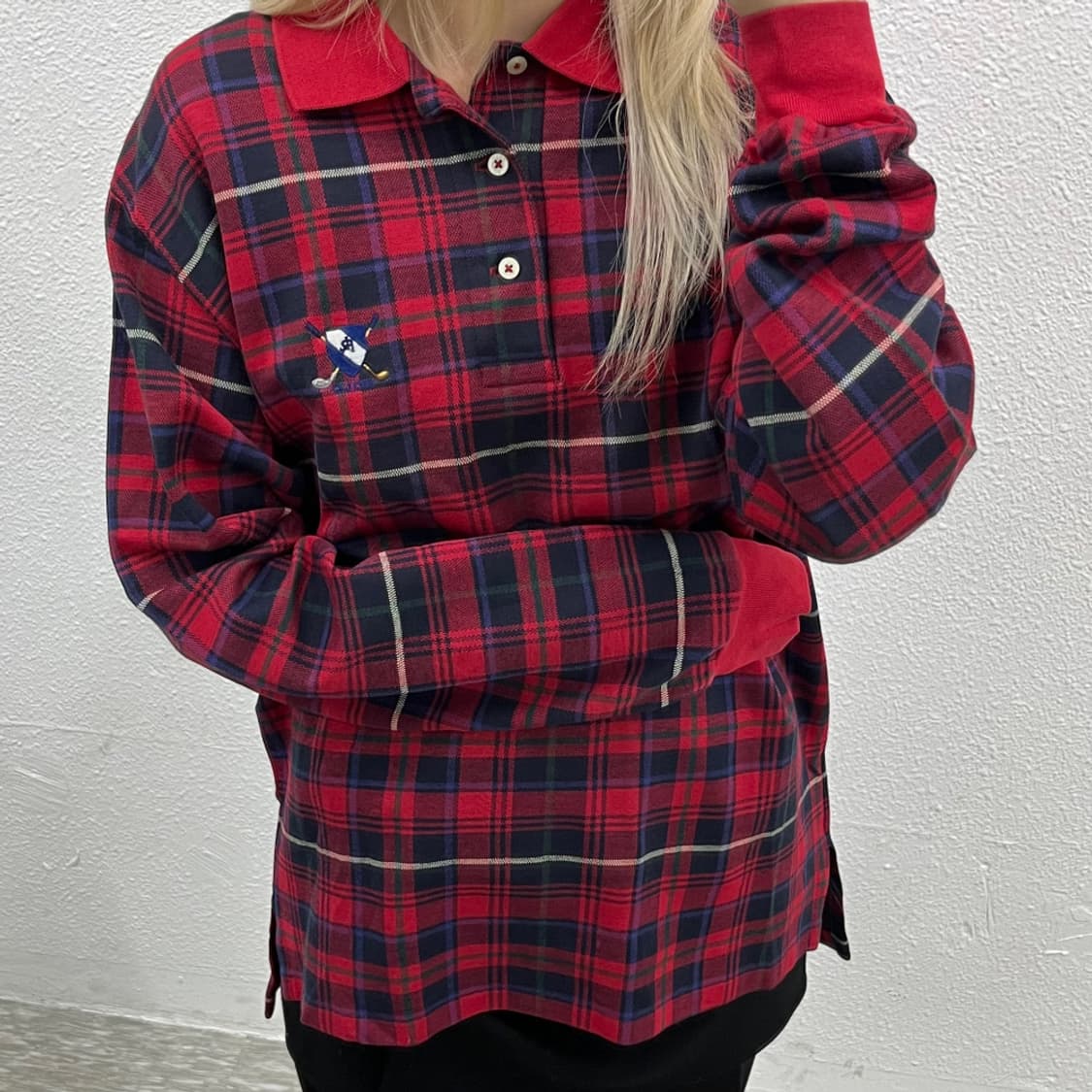 폴로 랄프로렌 usa 90s 골프 타탄체크 pk 긴팔티 상품이미지5