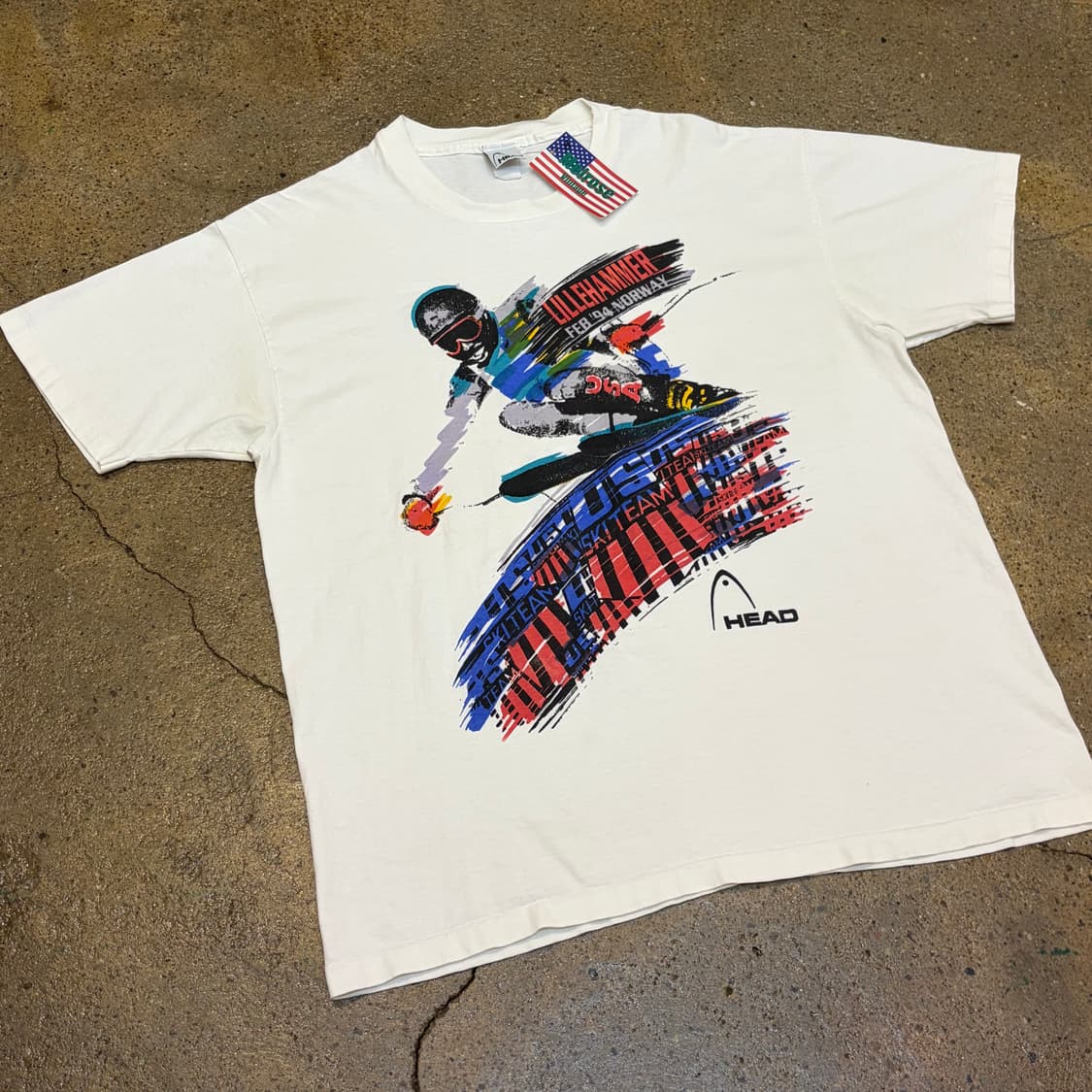 90s Made in USA 미국 빈티지 헤드 스키 싱글스티치 반팔티 상품이미지2
