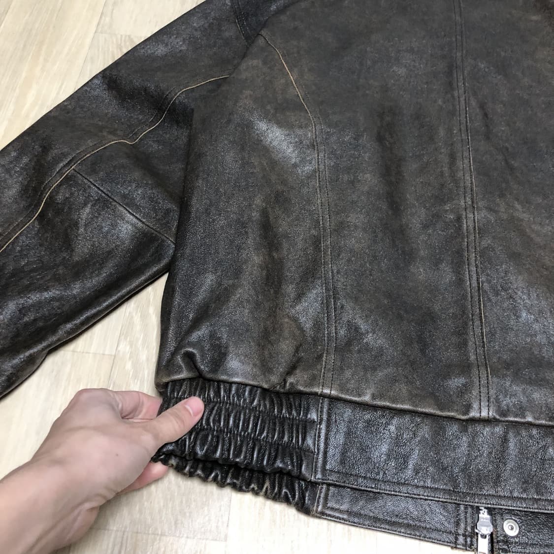 (XXL) 도프 제이슨 프리미엄 램스킨 베지터블 컷오프 커브드 보머 자켓 상품이미지7