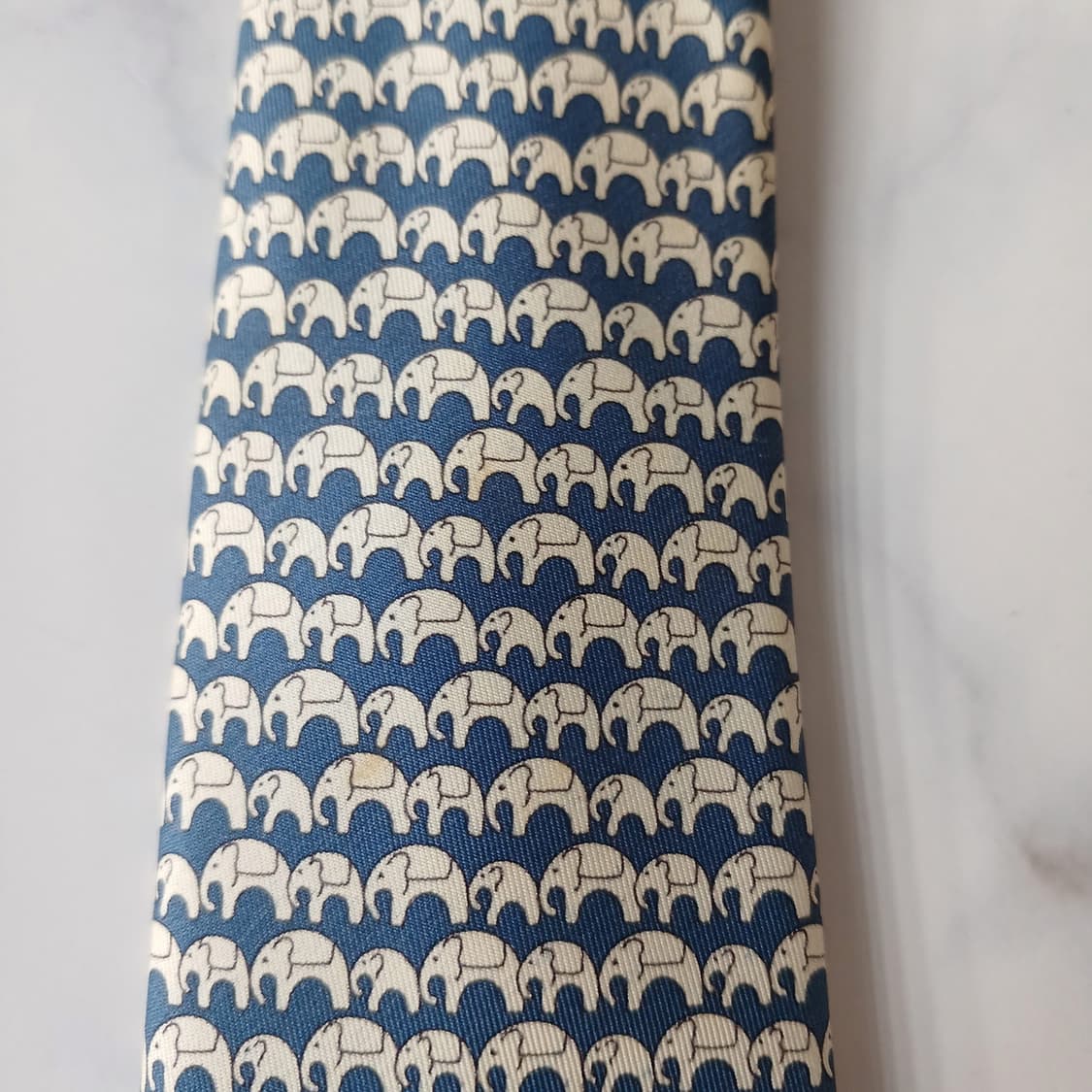 짐 톰슨 실크 블루 코끼리 패턴 넥타이 9.4cm A등급 A19750 상품이미지9