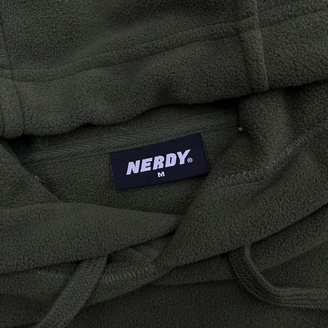 널디 오렌지 자수로고 카키 플리스 후드 M 상품이미지6