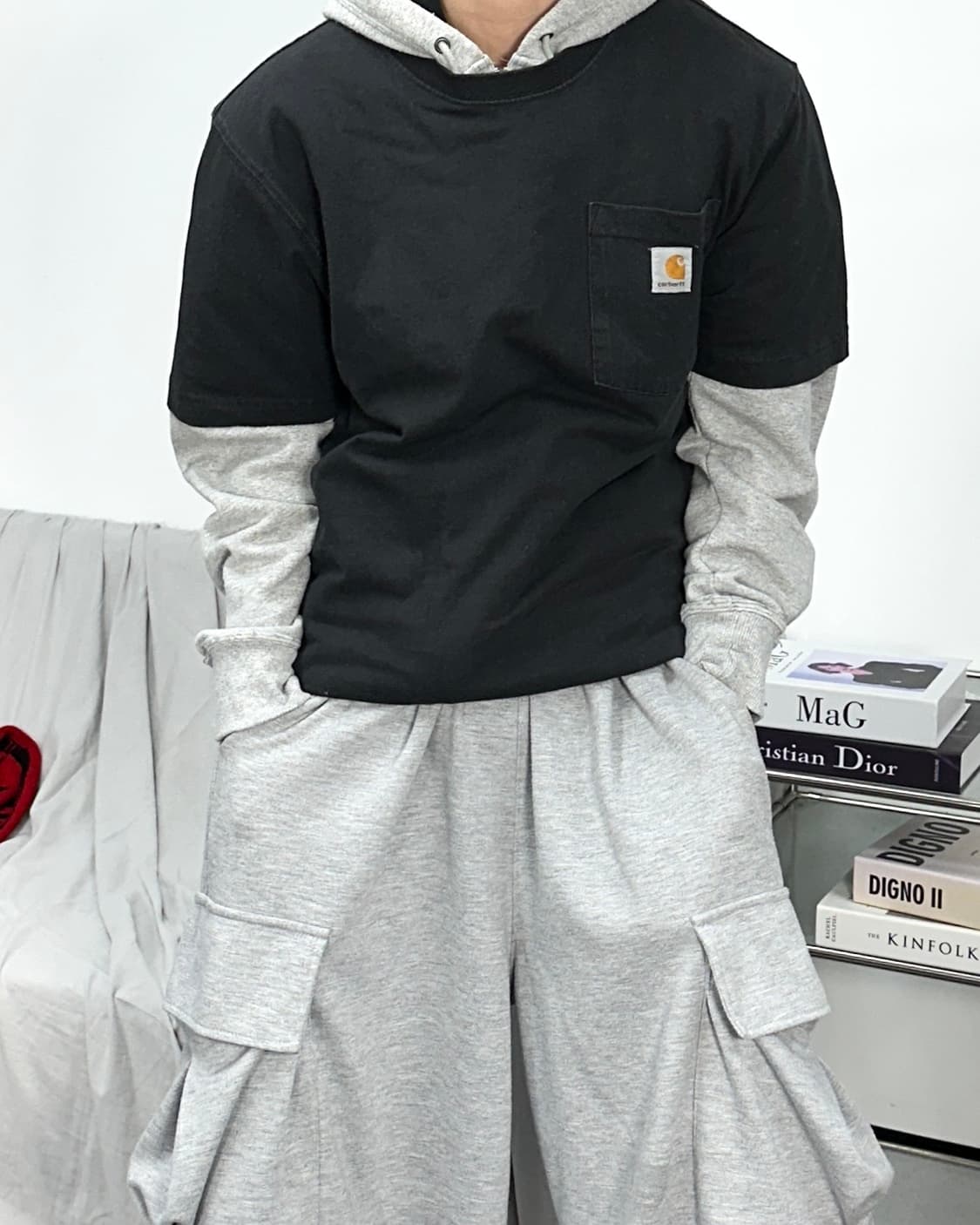 칼하트 블랙 포켓 반팔티 S 상품이미지1