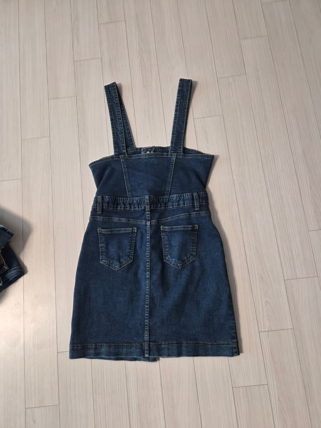 핏 예쁜 데님 멜빵 원피스 (S) 상품이미지3
