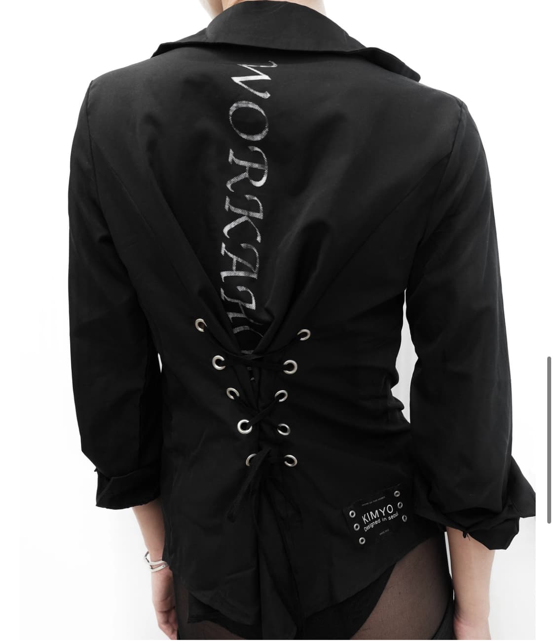KIMYO BACK CORSET SLIM SHIRT IN BLACK 상품이미지5
