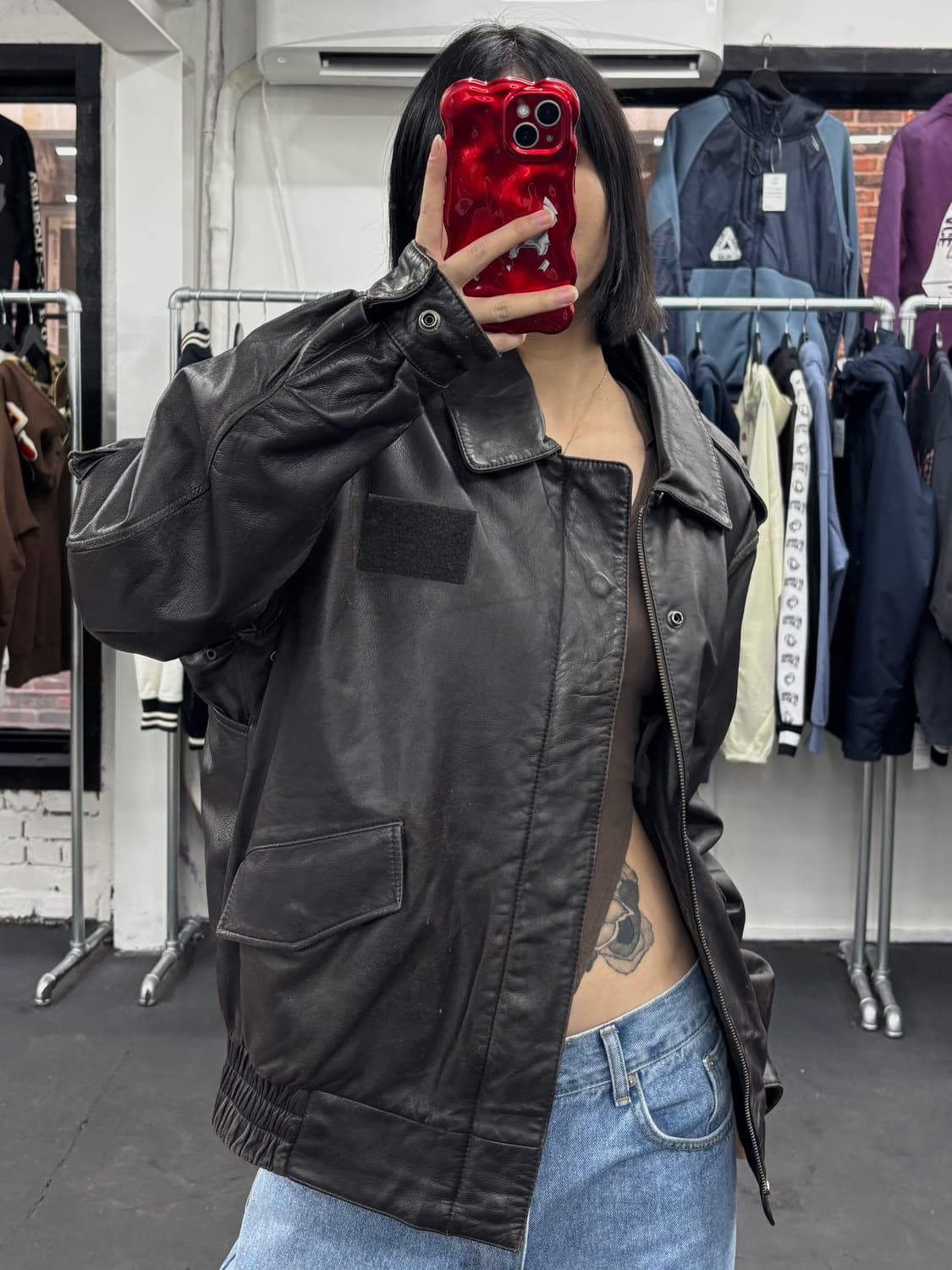 VTG 레더 봄버 자켓 상품이미지3