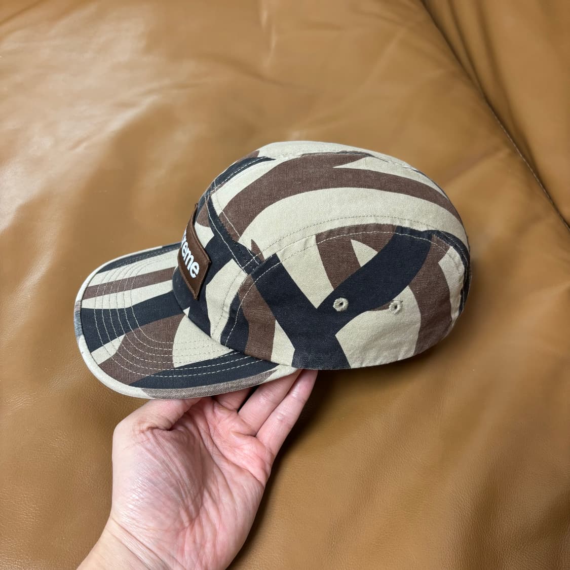 슈프림 캠프캡 모자 박스로고 워시드 카모 탄 상품이미지4