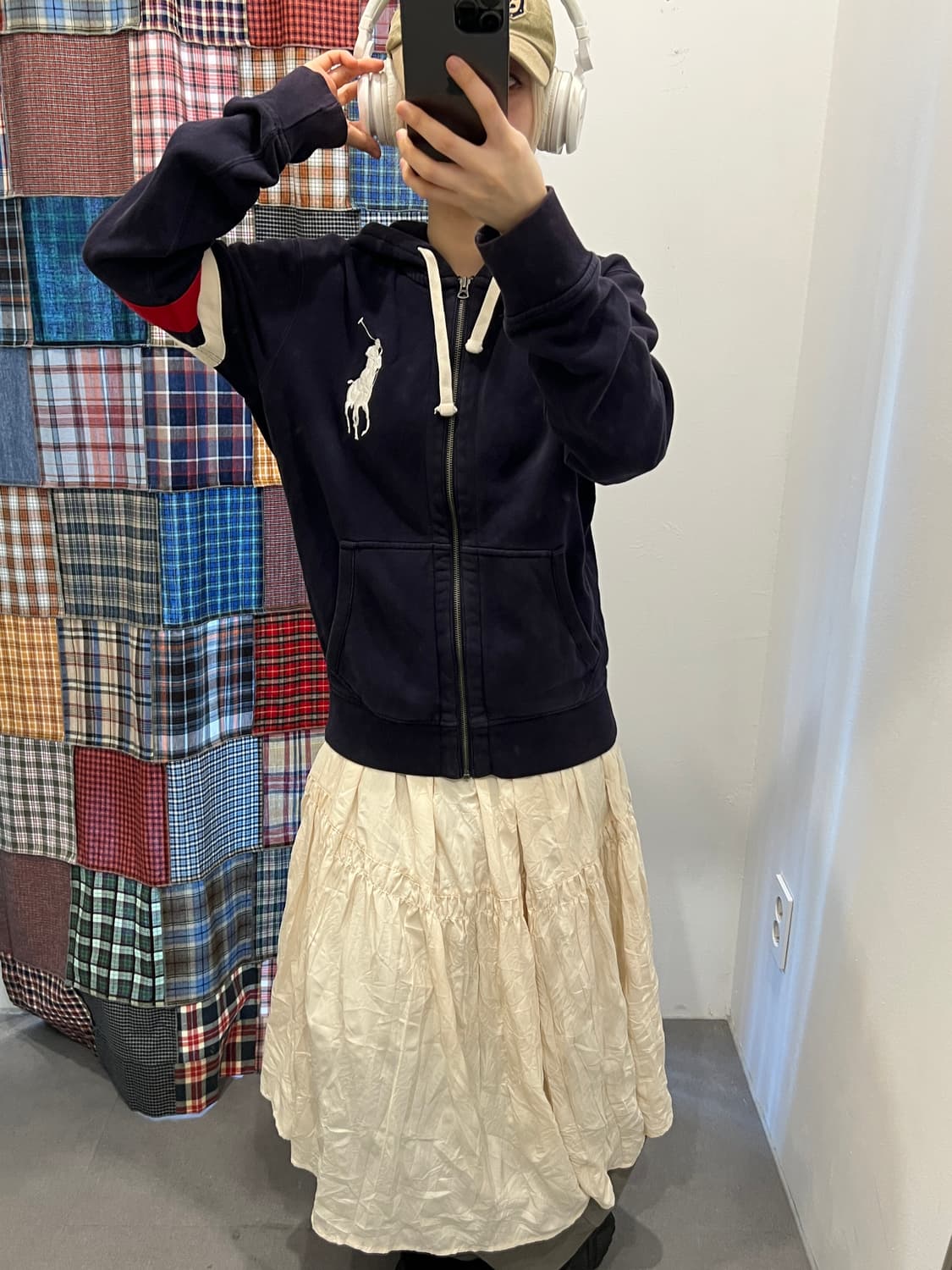 베이지 프릴 롱 치마 상품이미지2