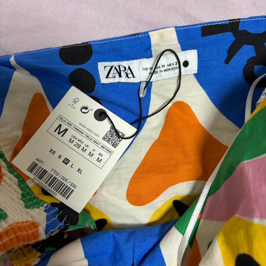 자라 코튼 홀터넥 슬리브리스 프린팅 탑 M 새상품 상품이미지8