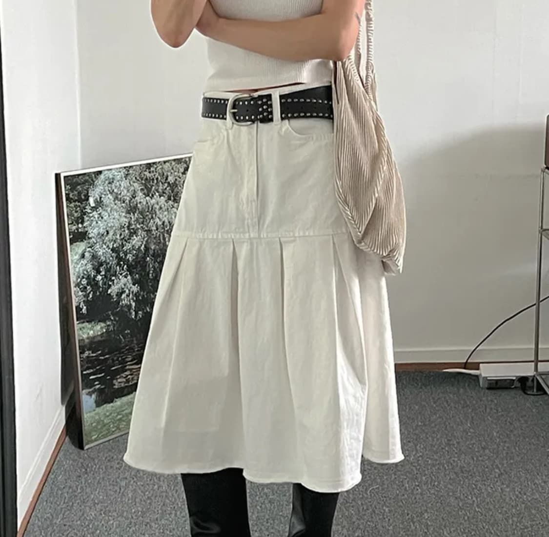 화이트 미디스커트 상품이미지3