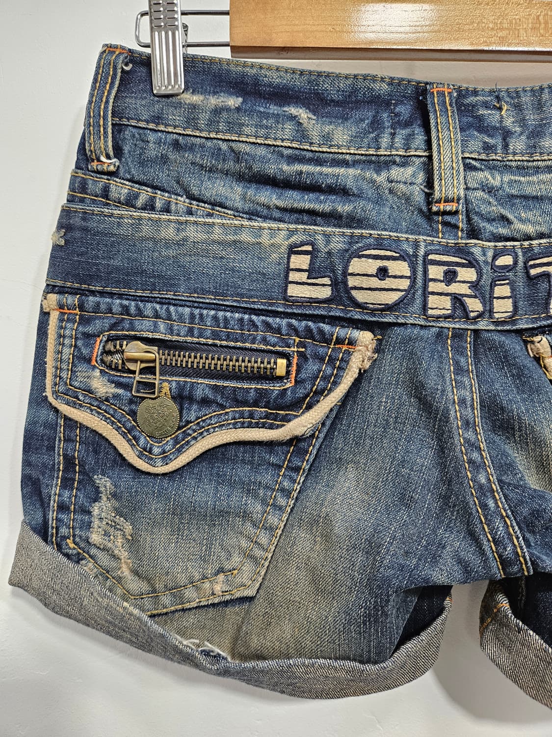 로리타 롤업 디자인 숏데님팬츠 상품이미지10