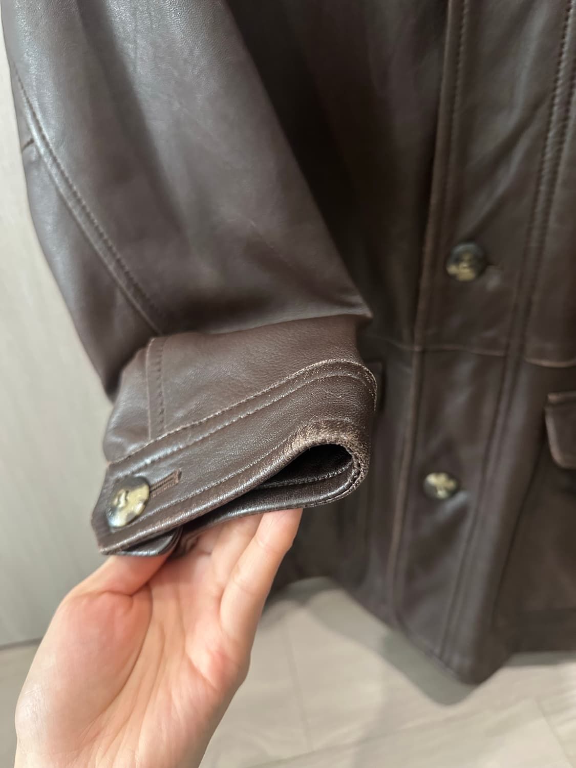 빈티지 양가죽 하프기장 자켓 상품이미지5