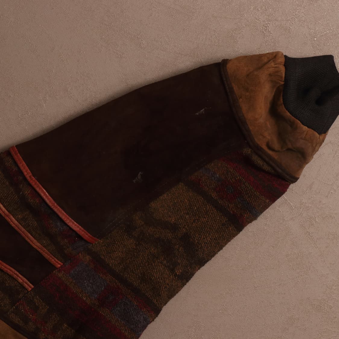 90'S 빈티지 패치워크 울 봄버 레더 가죽자켓 A1671 상품이미지6