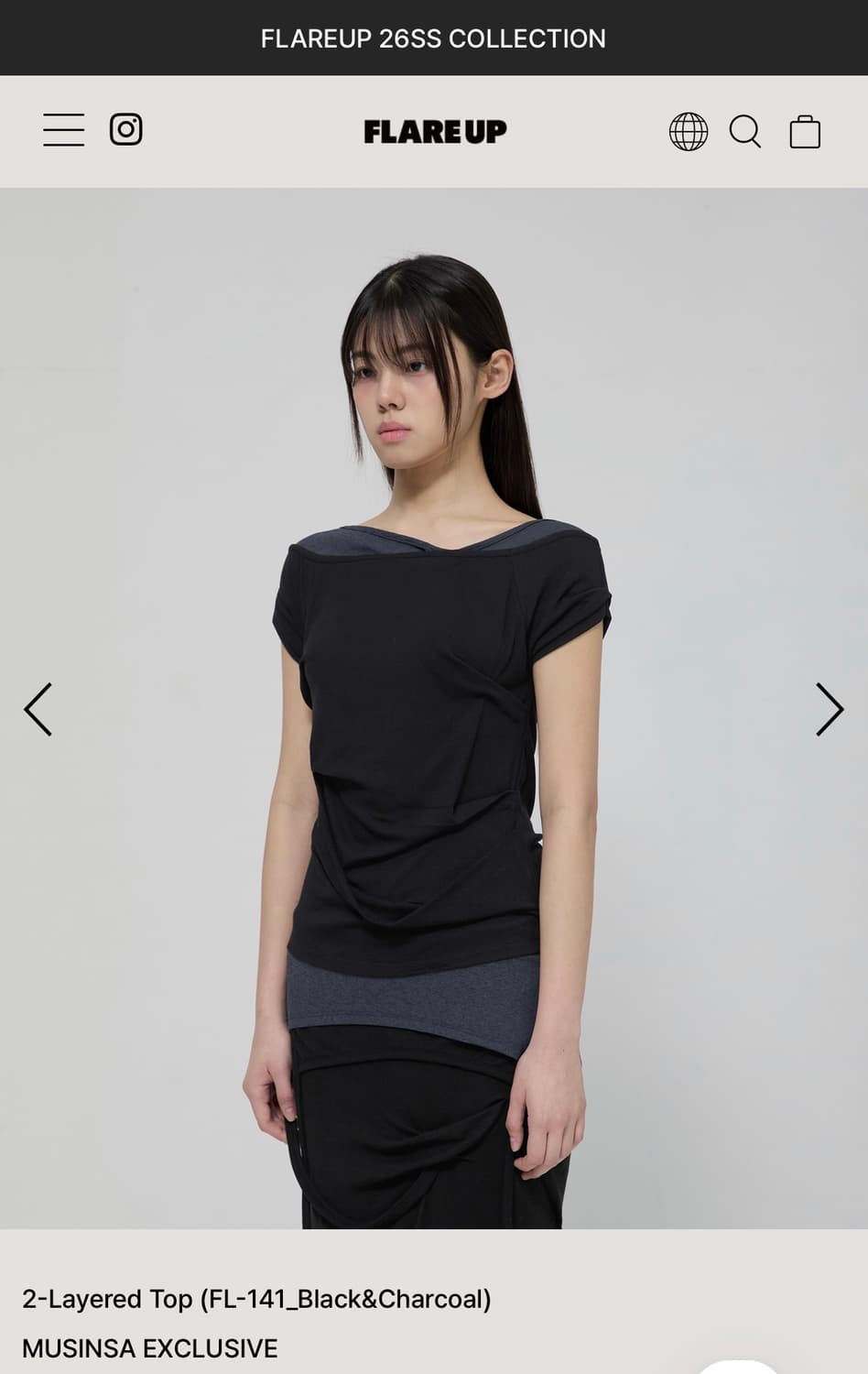 플레어업 레이어드 블랙 반팔 티셔츠 (새상품) 상품이미지5