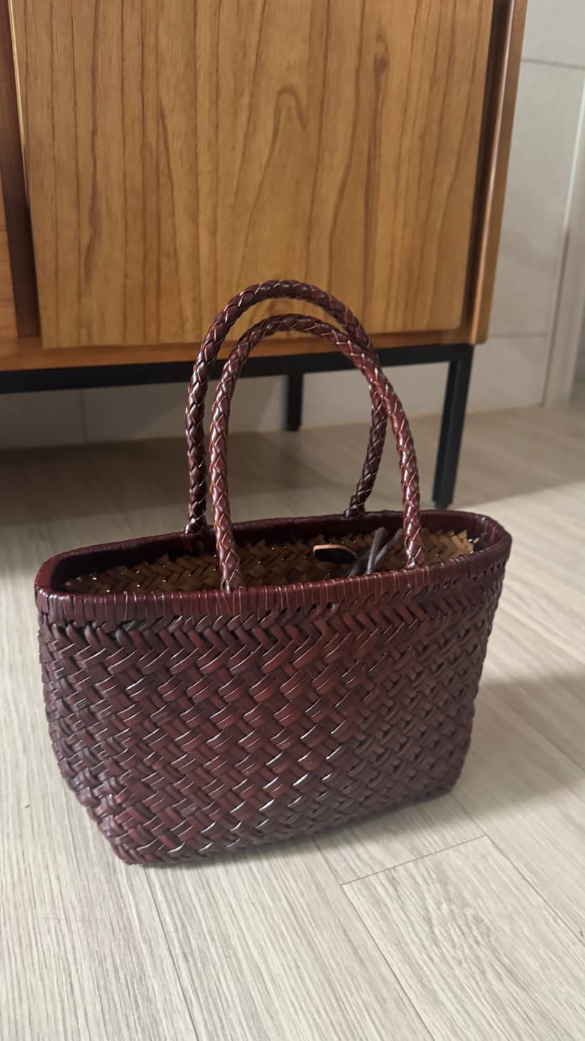 브라운 가죽 위빙 토트백 상품이미지2