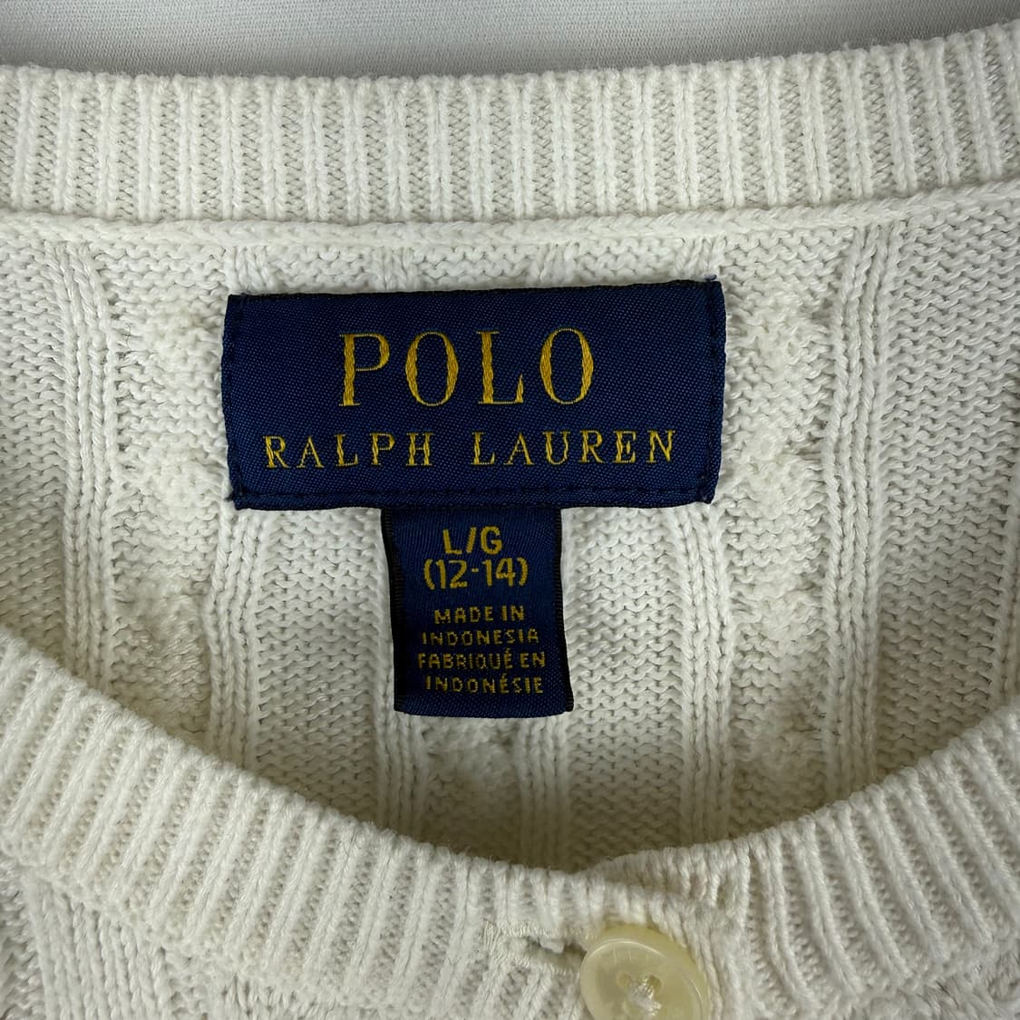  (무료배송)L) 폴로랄프로렌 키즈/우먼스 케이블 크롭 가디건 아이보리 상품이미지3