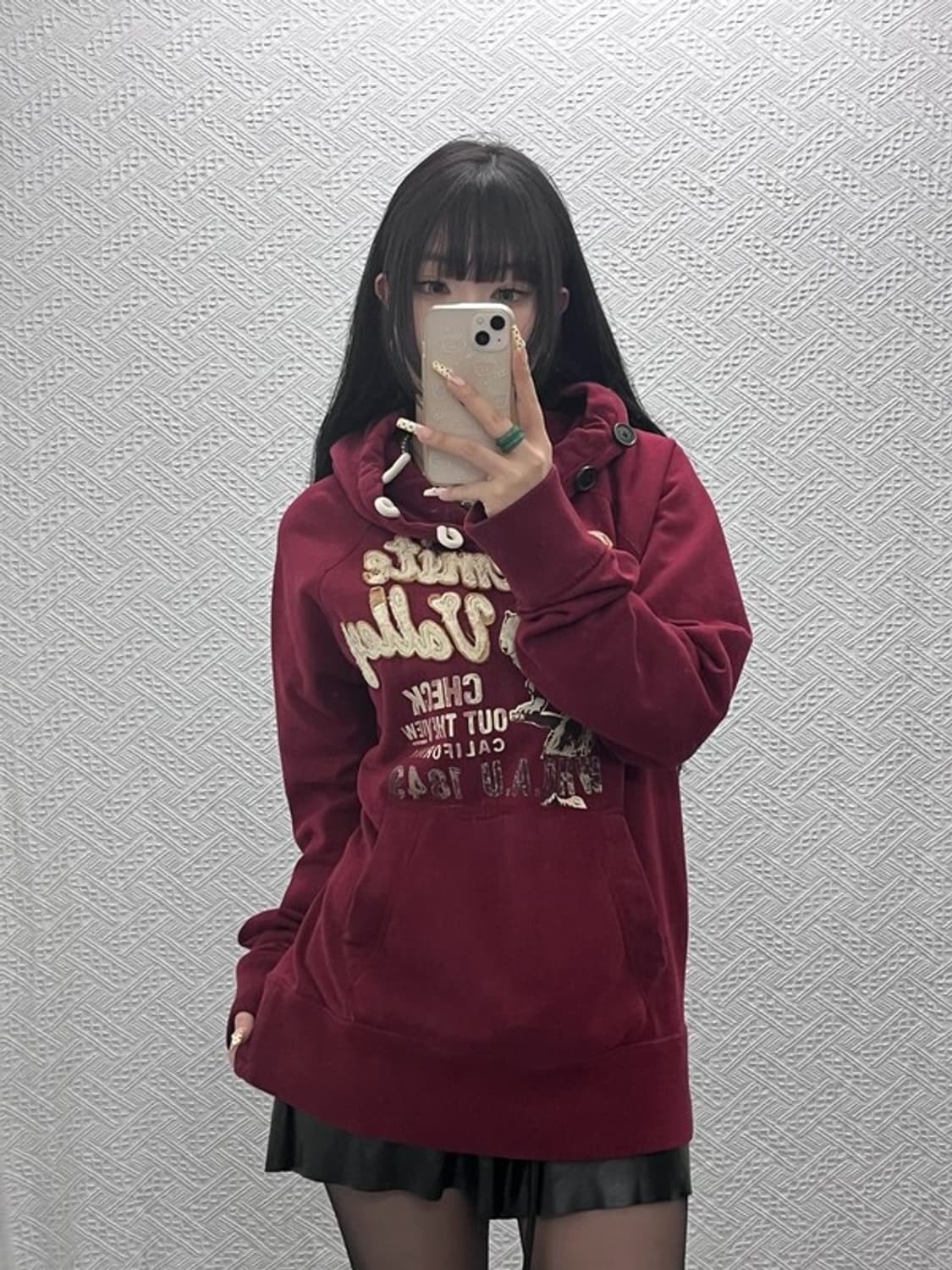 후아유 컨트리 레트로 빈티지 00's 와인 후드티 XL C09737 상품이미지2