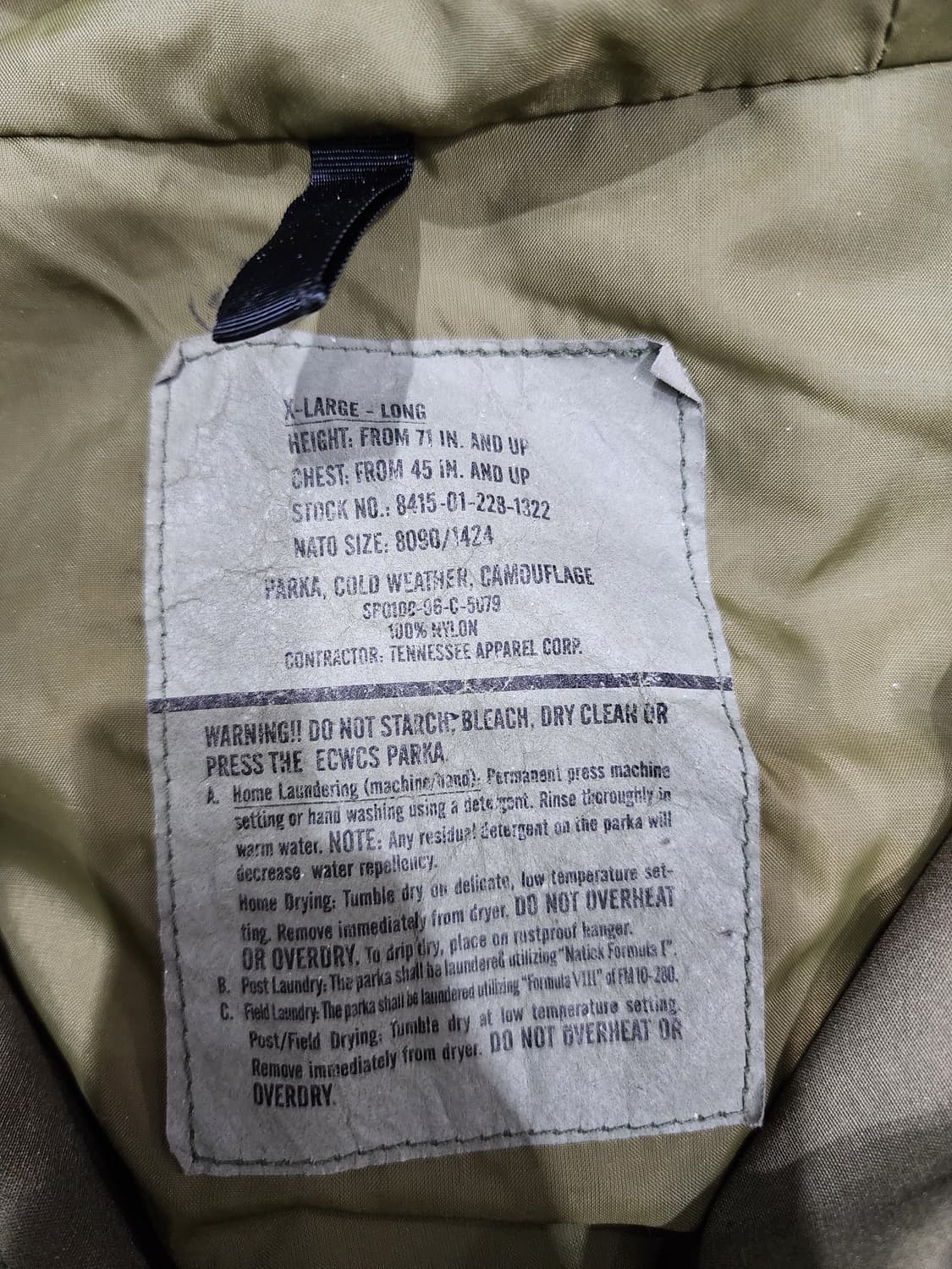 미군 ECWCS 우드랜드 1세대 고어텍스 자켓 XL 상품이미지10