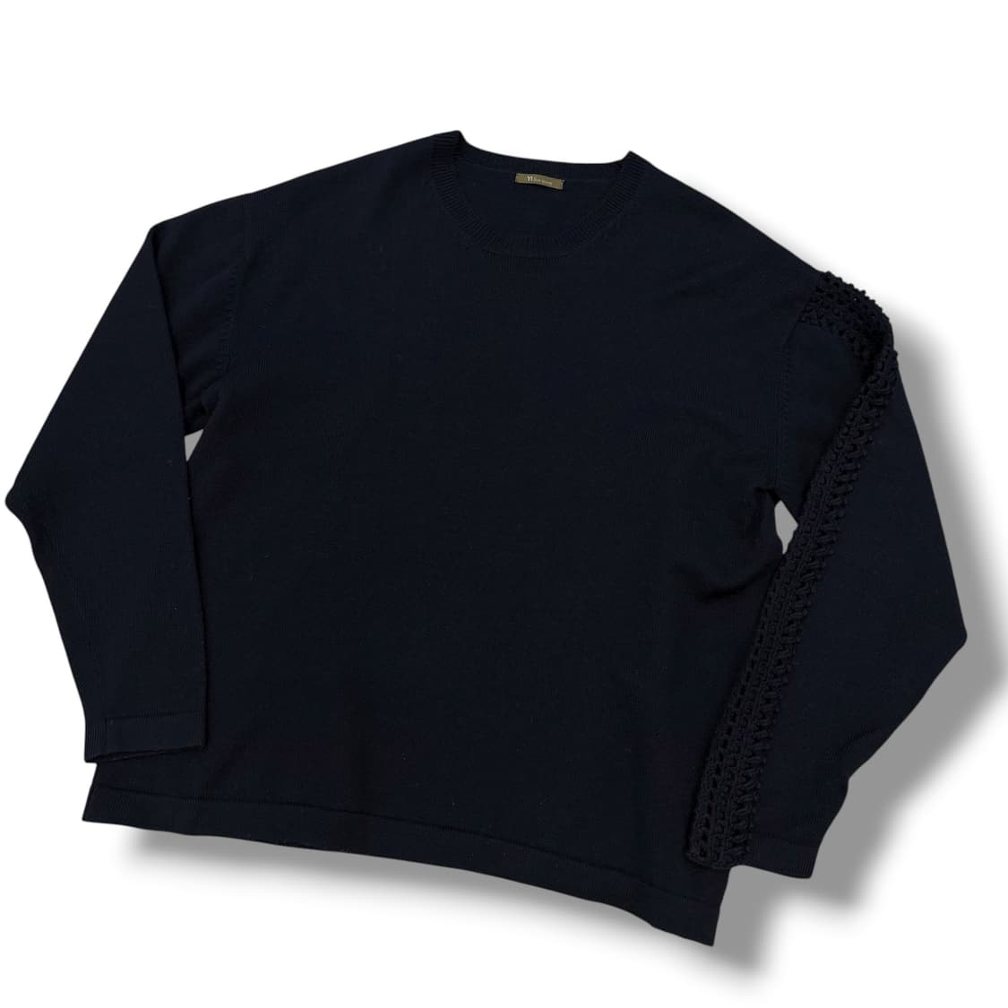 요지야마모토 소매 디테일 딥네이비 울 니트 상품이미지3