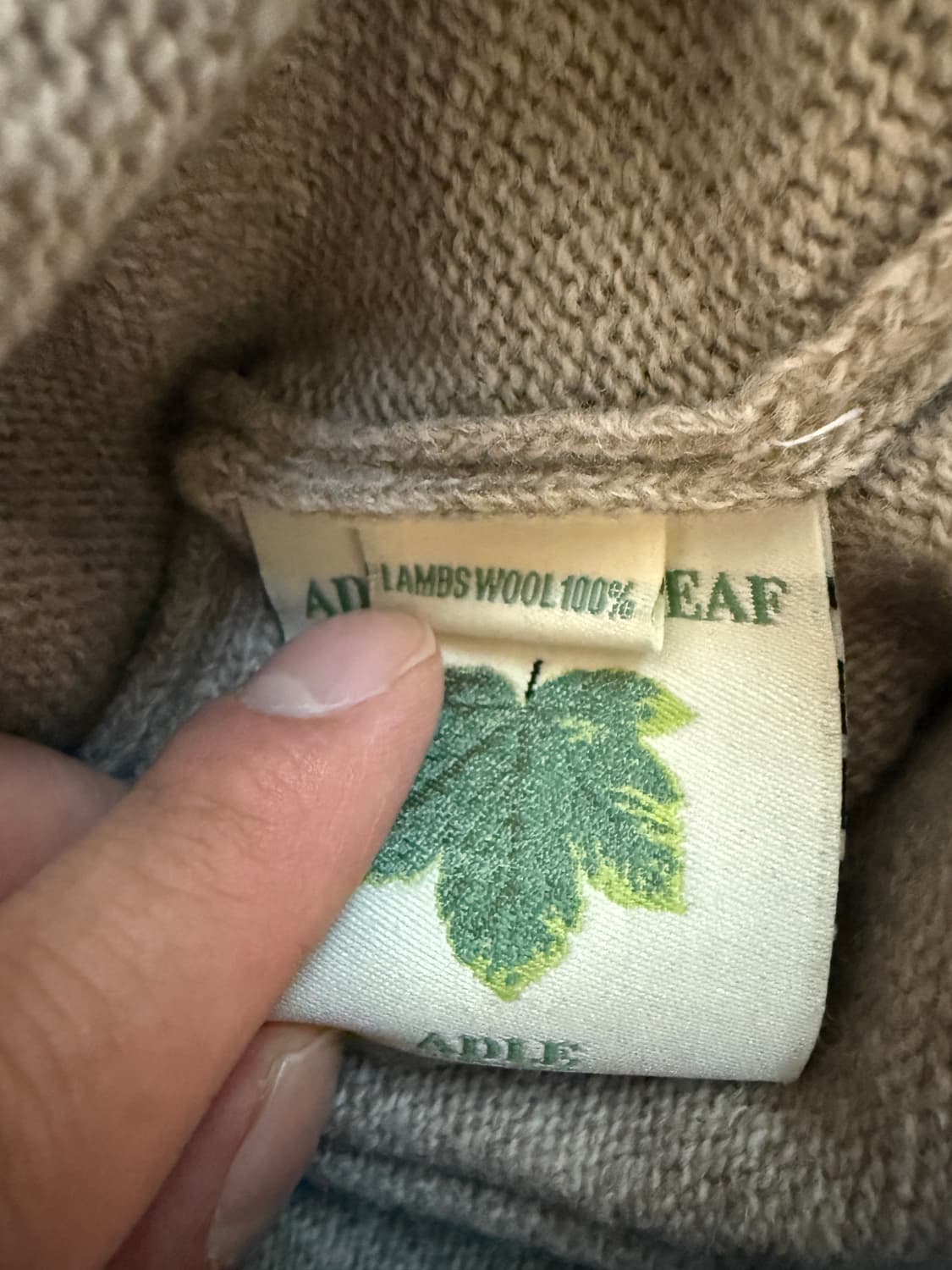 Adam's fig leaf 100%램스울 니트 베이지 49000원 상품이미지3