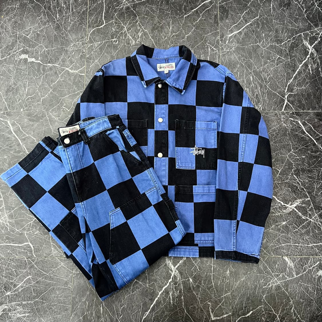 스투시 빅 OL 체커보드 초어 카펜터 셋업 상품이미지1