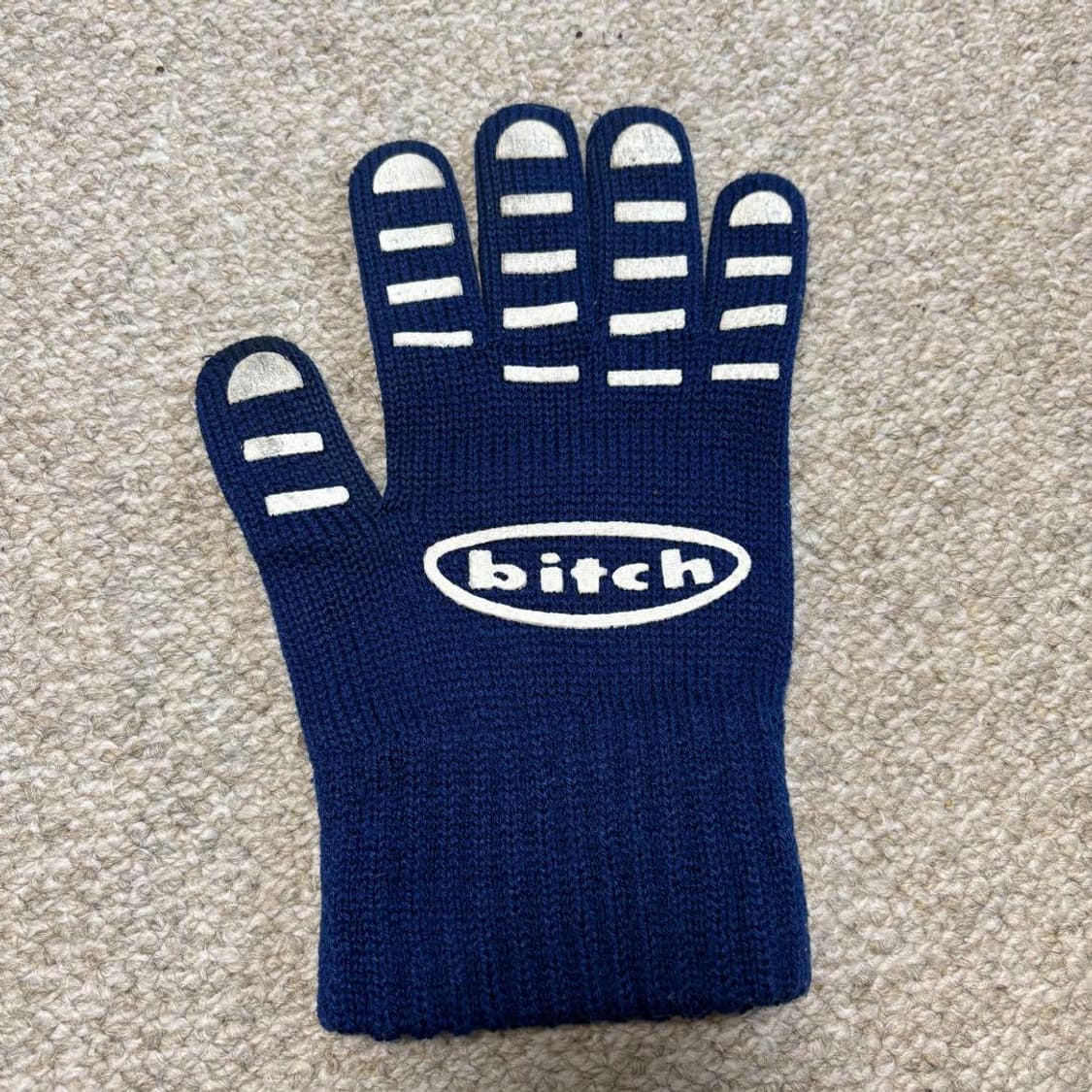 90s 비치 스케이트보드 로고 니트 장갑 블루 상품이미지3
