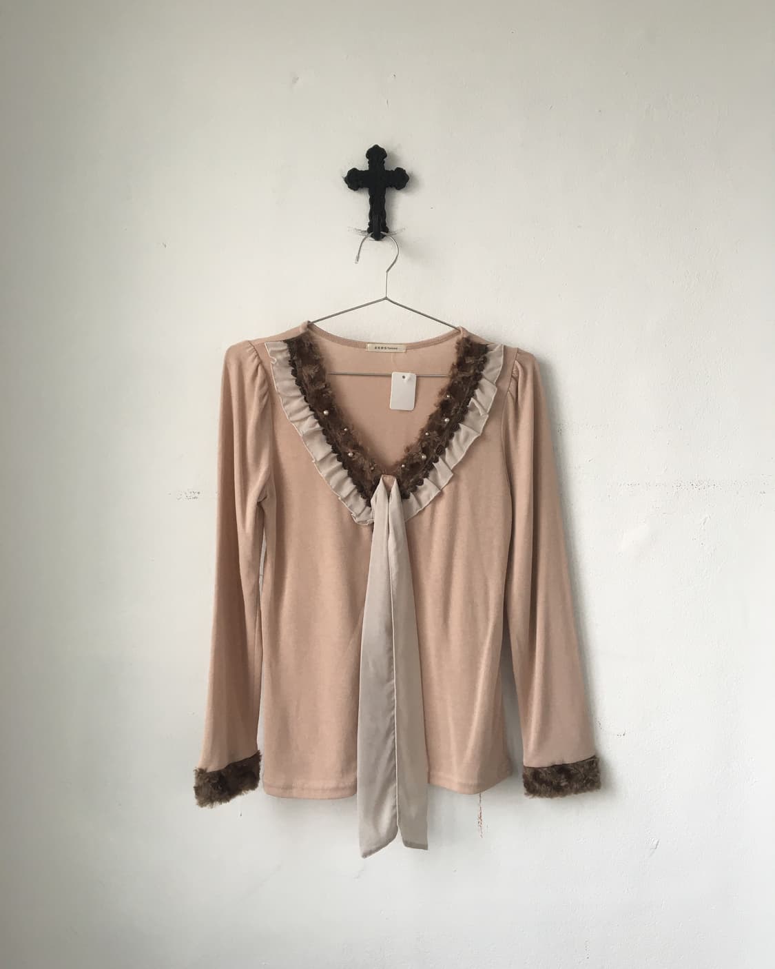 Axes femme fake fur point sleeve 상품이미지2