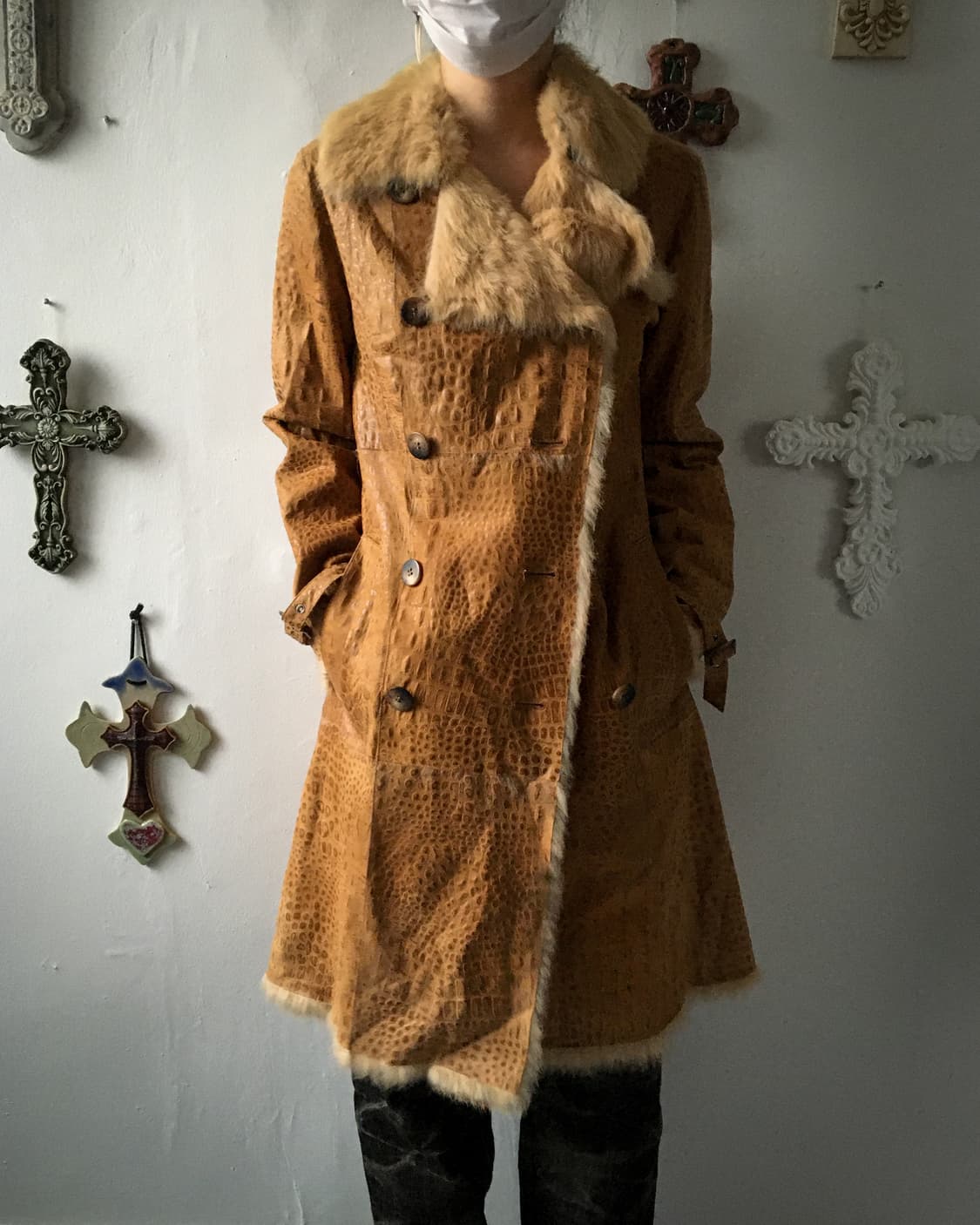 Animal pattern belted coat 상품이미지8