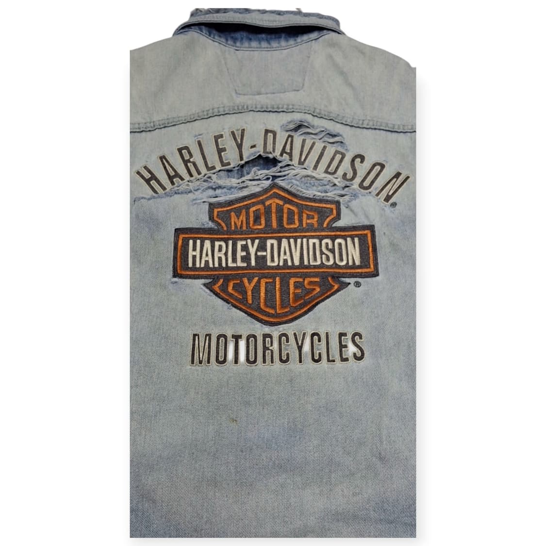 L)할리데이비슨 모터사이클 데님 조끼 청조끼 빅로고 자수패치 상품이미지2