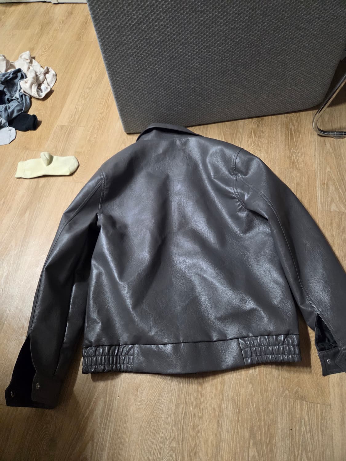회색 가죽봄버자켓 105 상품이미지2